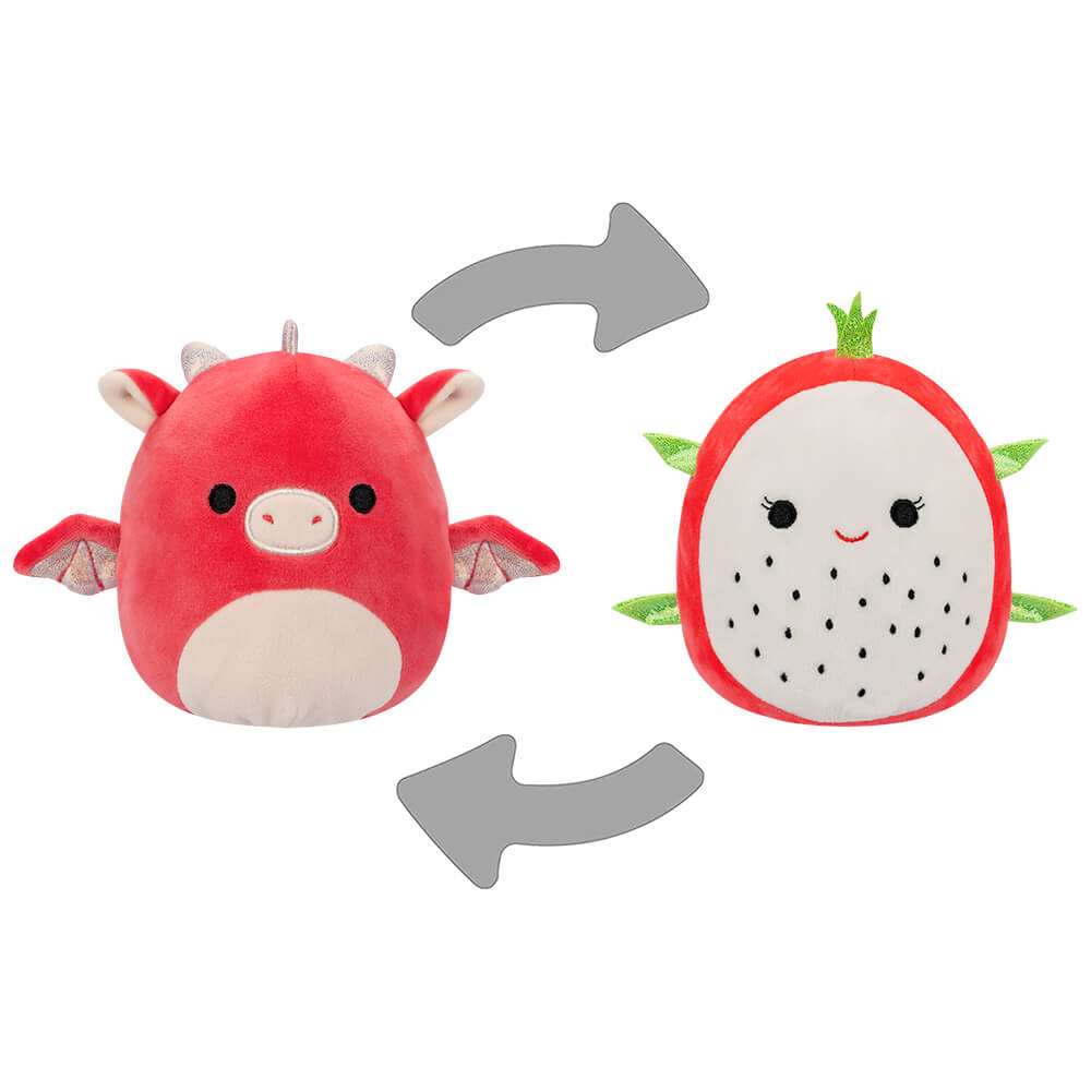 Jazwares Squishmallows - Flip-A-Mallows: Fantasy Squad / Food Squad - Dragonfruit Delita Flip to Red Dragon Baiden (5 Inch)